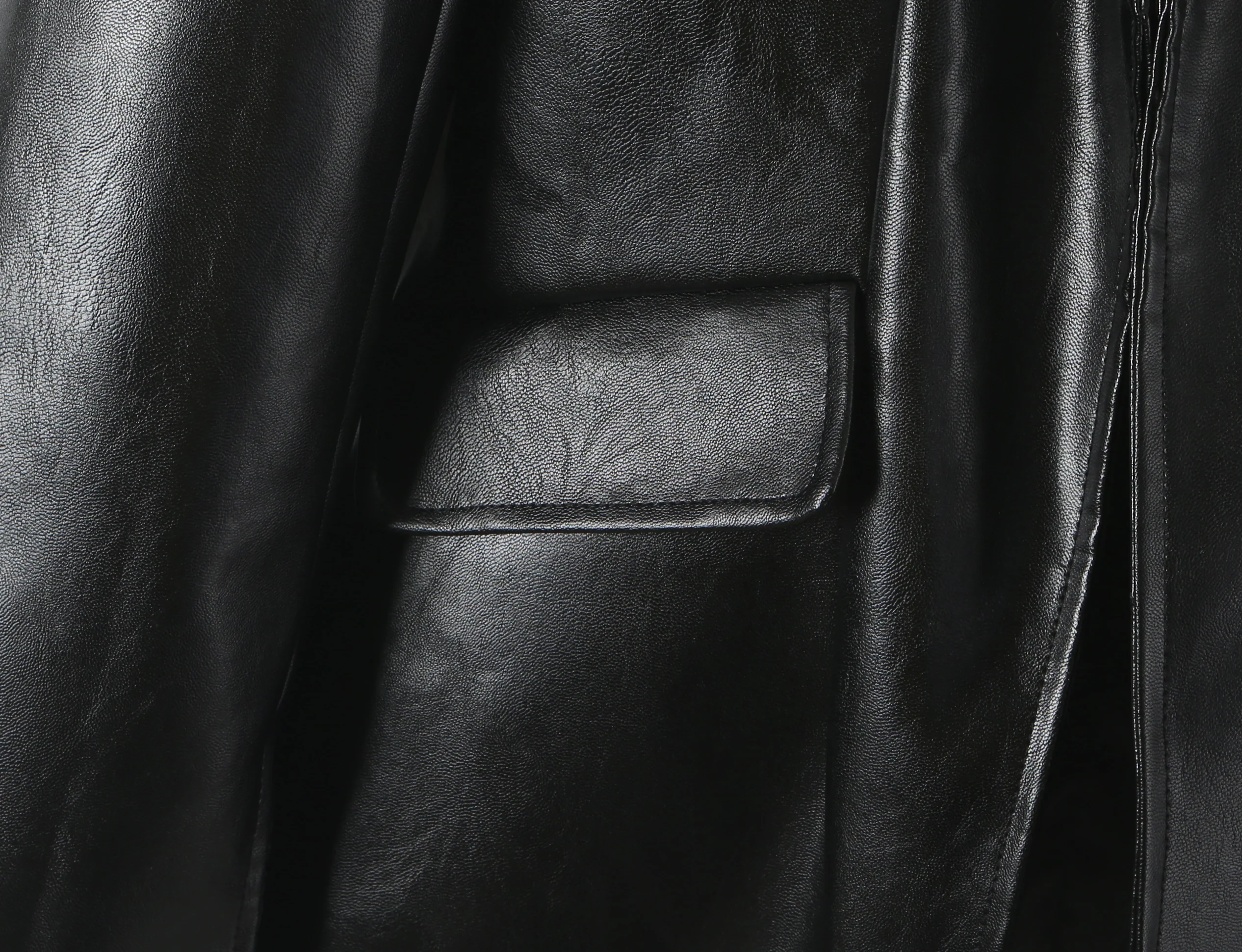 Autumn Women High Street Stand Collar Black PU Leather Blazer Slim Fit Front Hook Buttons Coat Outerwear