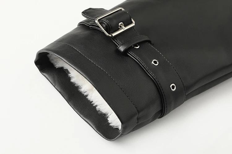 Mauroicardi Autumn Winter Loose Thickened Warm Black Pu Leather Jacket Women with Faux Fur Inside and Collar Furry Parka 2025