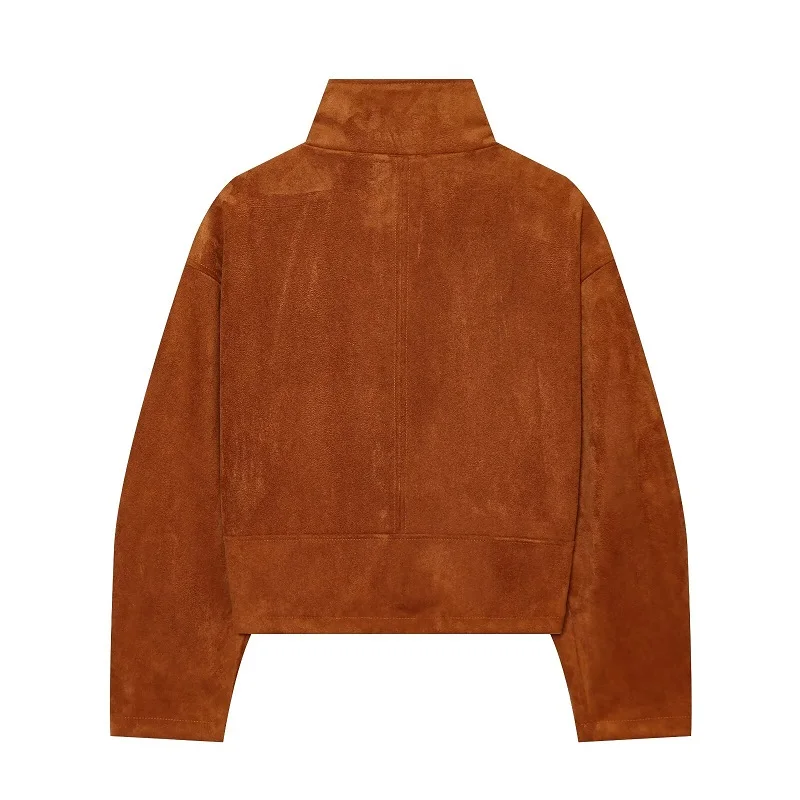 MUJER Faux Leather Jackets for Women High Collar Varsity Jackets Woman Autumn Winter Zip Women's Jackets Long Sleeve Women Coat
