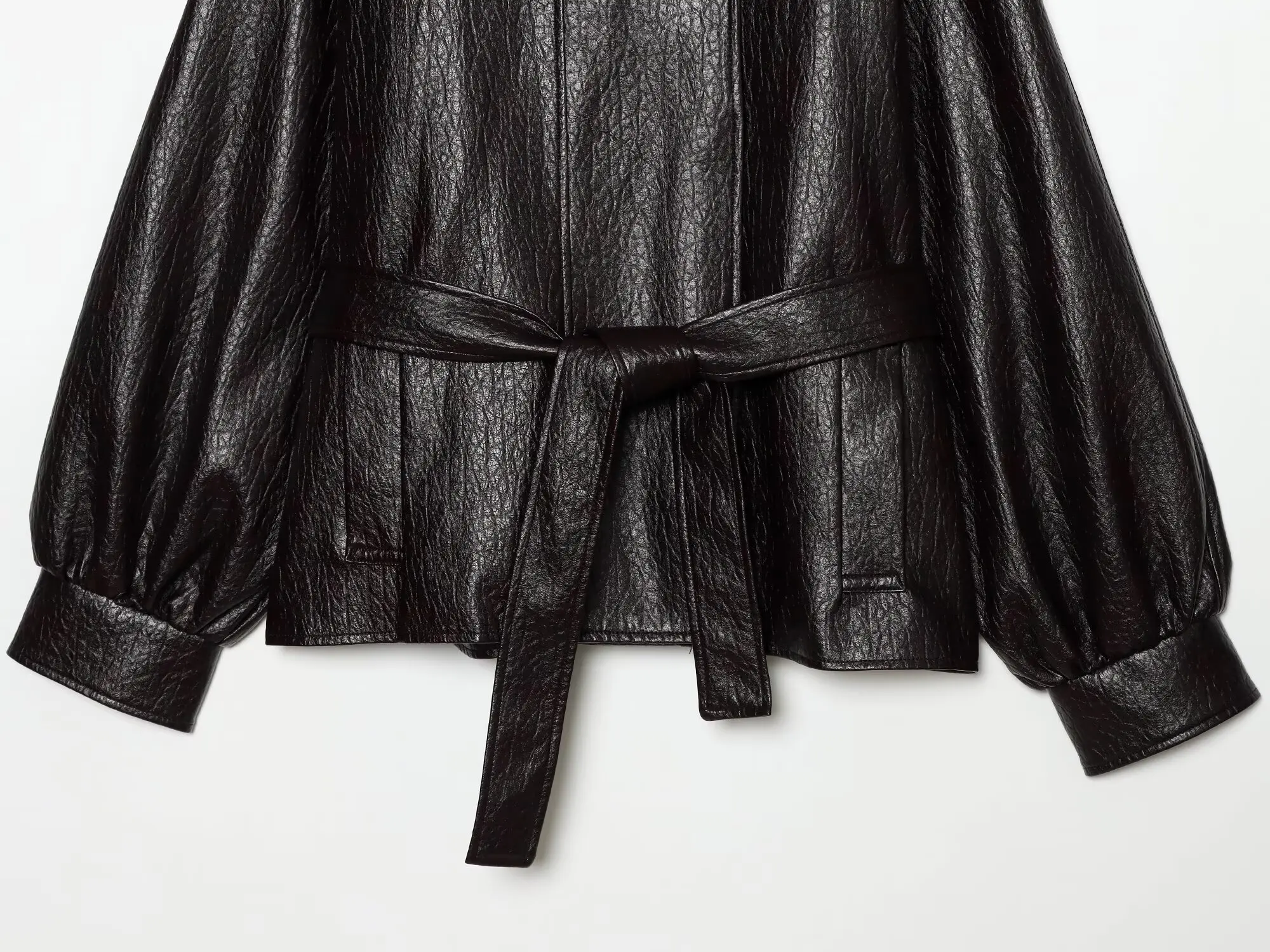 Women's Leather Jacket Fashion Loose Fit Faux PU Short Coat New Female Stand Collar Streetwear Casual Black Long Sleeve Jacket