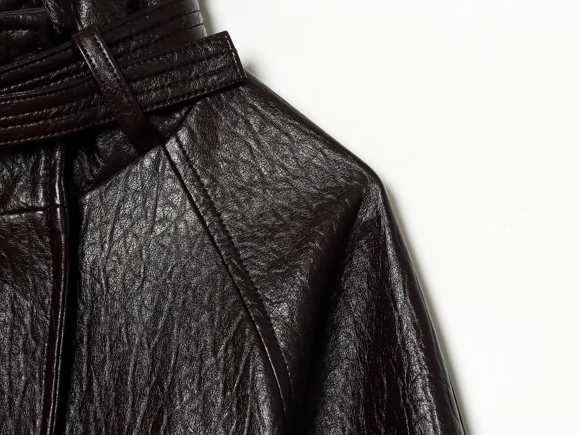 Women's Leather Jacket Fashion Loose Fit Faux PU Short Coat New Female Stand Collar Streetwear Casual Black Long Sleeve Jacket