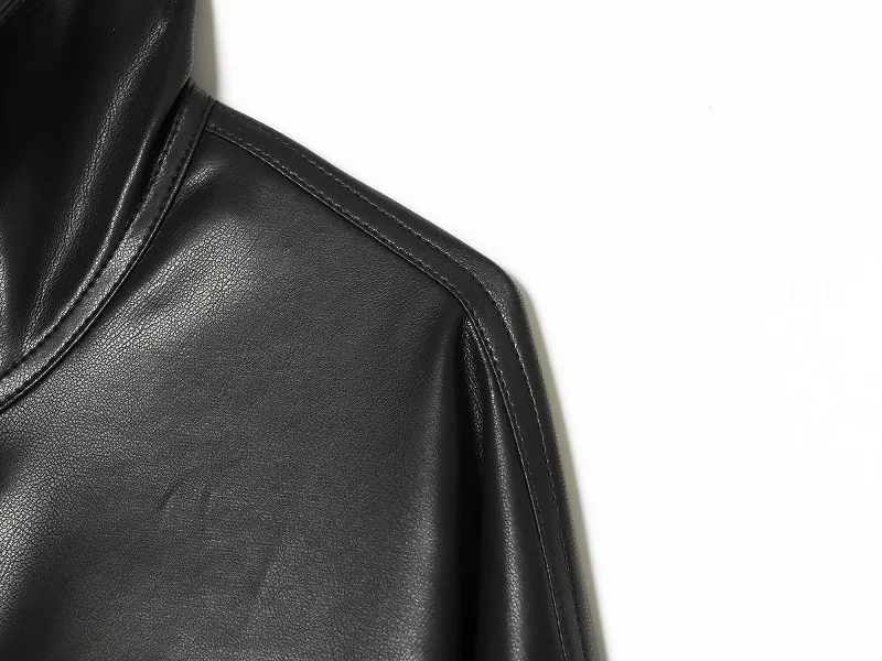 MUJER Faux Leather Bomber Jackets for Women Autumn Pleated Zip Women's Jacket Drawstring Outdoor Womens Coats Fashion Outerwears