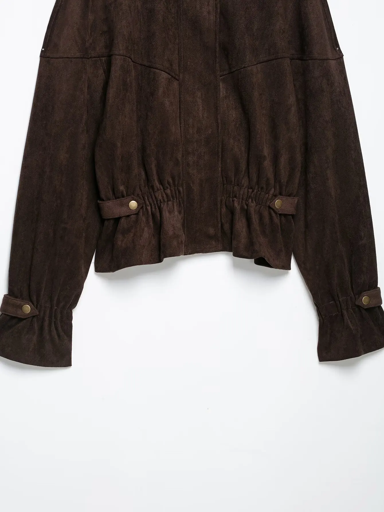2026 Autumn Winter Women's Elegant Coffee Faux Leather Suede Jackets Lady Vintage Retro Stand Collar Zipper Loose Street Coats