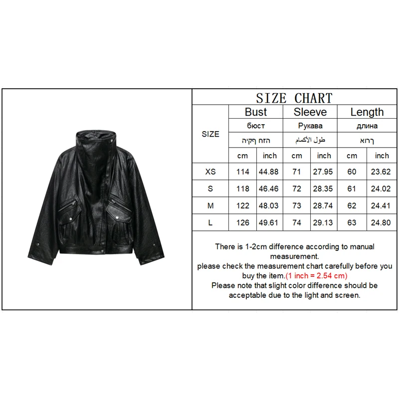 Guobioziy Women's Slim-Fit Pleated Faux Leather Jacket 2026 Spring-Autumn New European Casual Fashion Trend Motorcycle Street