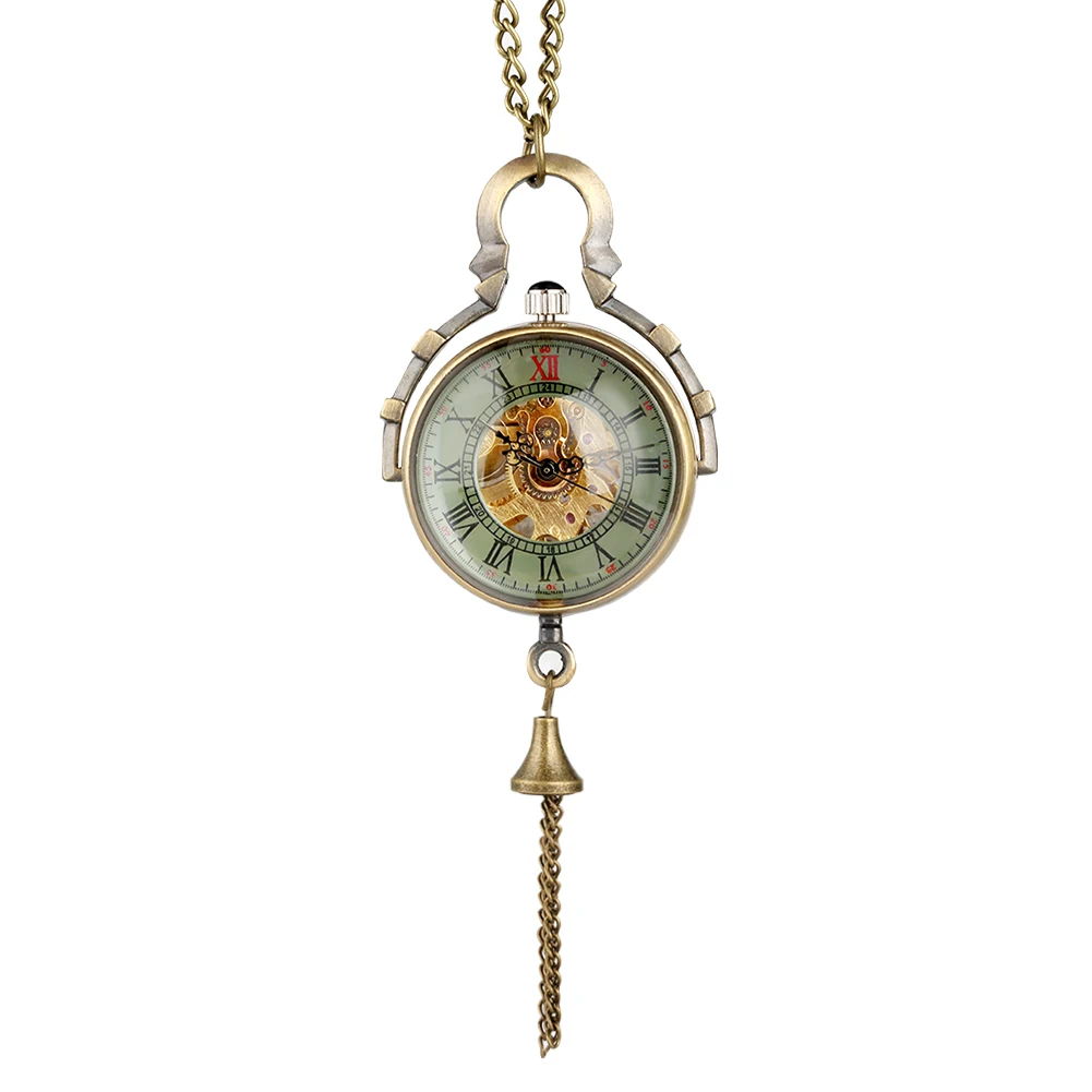 Steampunk Transparent Glass Ball Mechanical Pendant Pocket Watch Chain New Mens P100