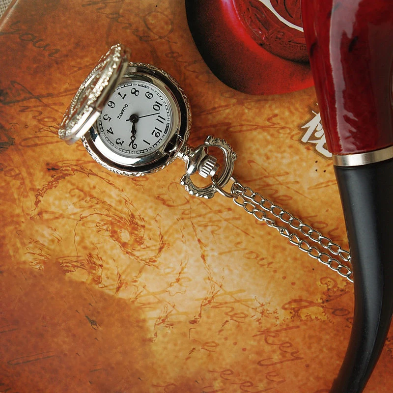 Hot Sale Women Vintage Pocket Watch Quartz Portable Hollow Out 1 Circular Design with Stylish 80cm Chain for Daily Party