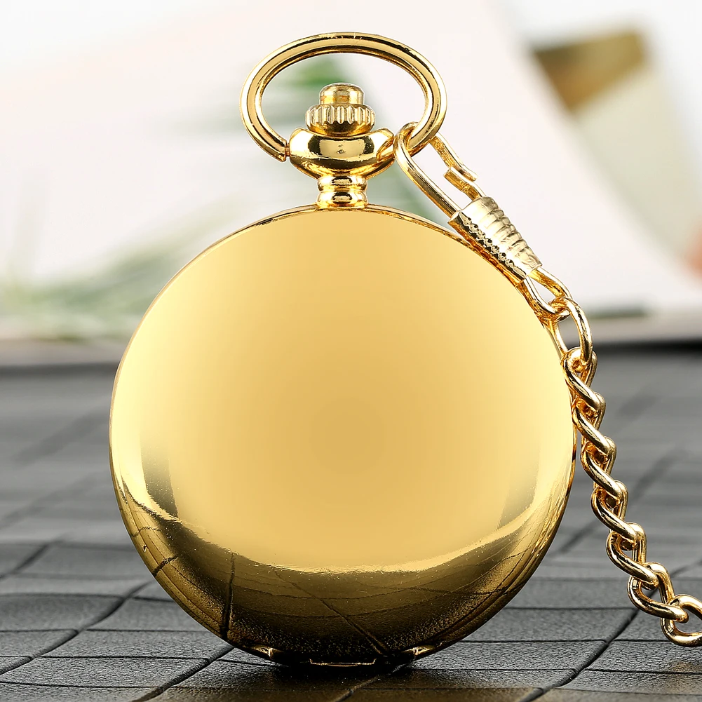 Silver/Black/Gold Smooth Quartz Pocket Watch Men Women Necklace Clock Metal Alloy Watches Pendant with Fob Chain Necklace Gifts