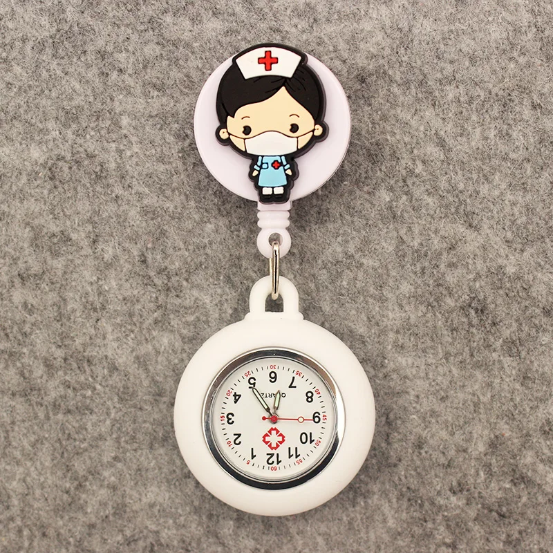 New Cute Nurse Doctor Retractable Pocket Watches Hospital Medical Supplies Badge Reel Ambulance Syringe Clips Watches