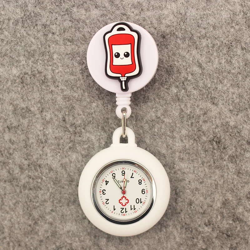 New Cute Nurse Doctor Retractable Pocket Watches Hospital Medical Supplies Badge Reel Ambulance Syringe Clips Watches