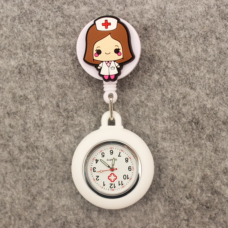 New Cute Nurse Doctor Retractable Pocket Watches Hospital Medical Supplies Badge Reel Ambulance Syringe Clips Watches