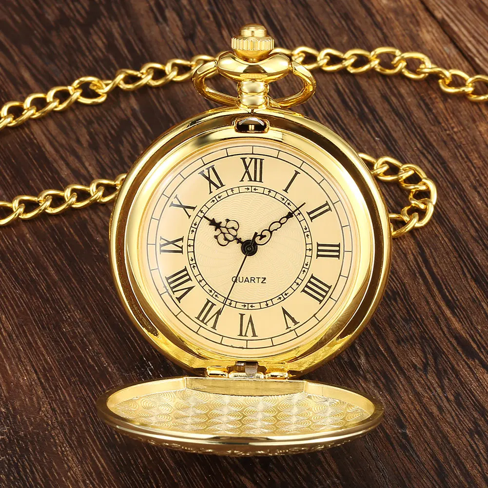 Glamour Golden Silvery Black Bronze Quartz Pocket Watch Men Women's Friends Steampunk Necklace Pocket Watch