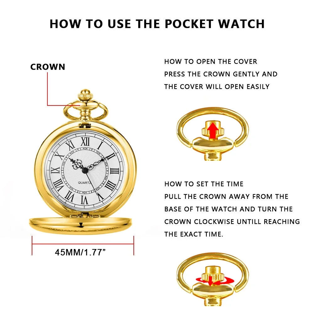 Best Sale Gold Smooth Simple Quartz Pocket Watch Luxury Vintage Exquisite Chain Pocket Watches Necklace Men's Women's Gift