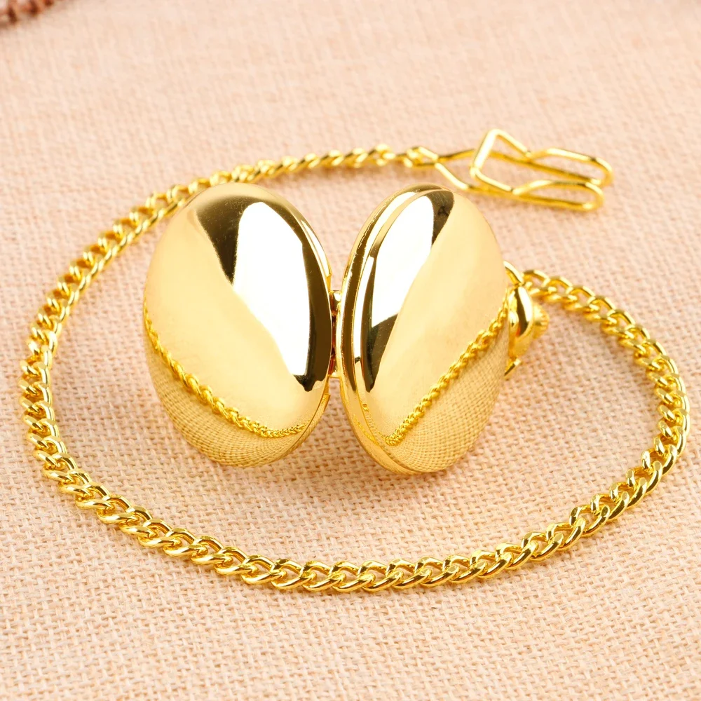 Best Sale Gold Smooth Simple Quartz Pocket Watch Luxury Vintage Exquisite Chain Pocket Watches Necklace Men's Women's Gift