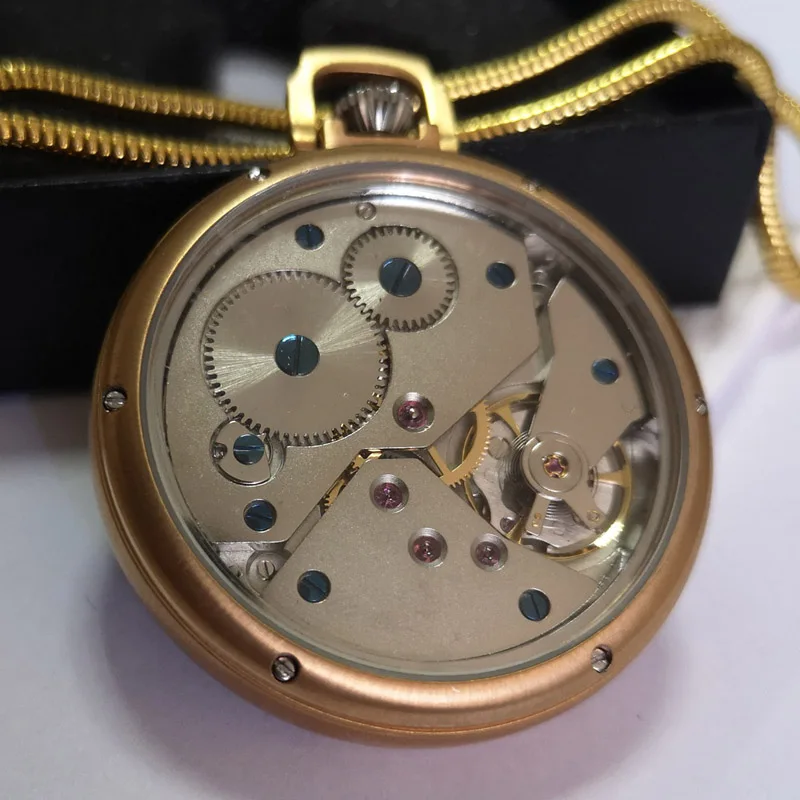 Rose Gold 316L Stainless Steel Waterproof Pocket Watch Mechanical Movement Antique Vintage Luxury VOGOROSO Watch with Chain&Box