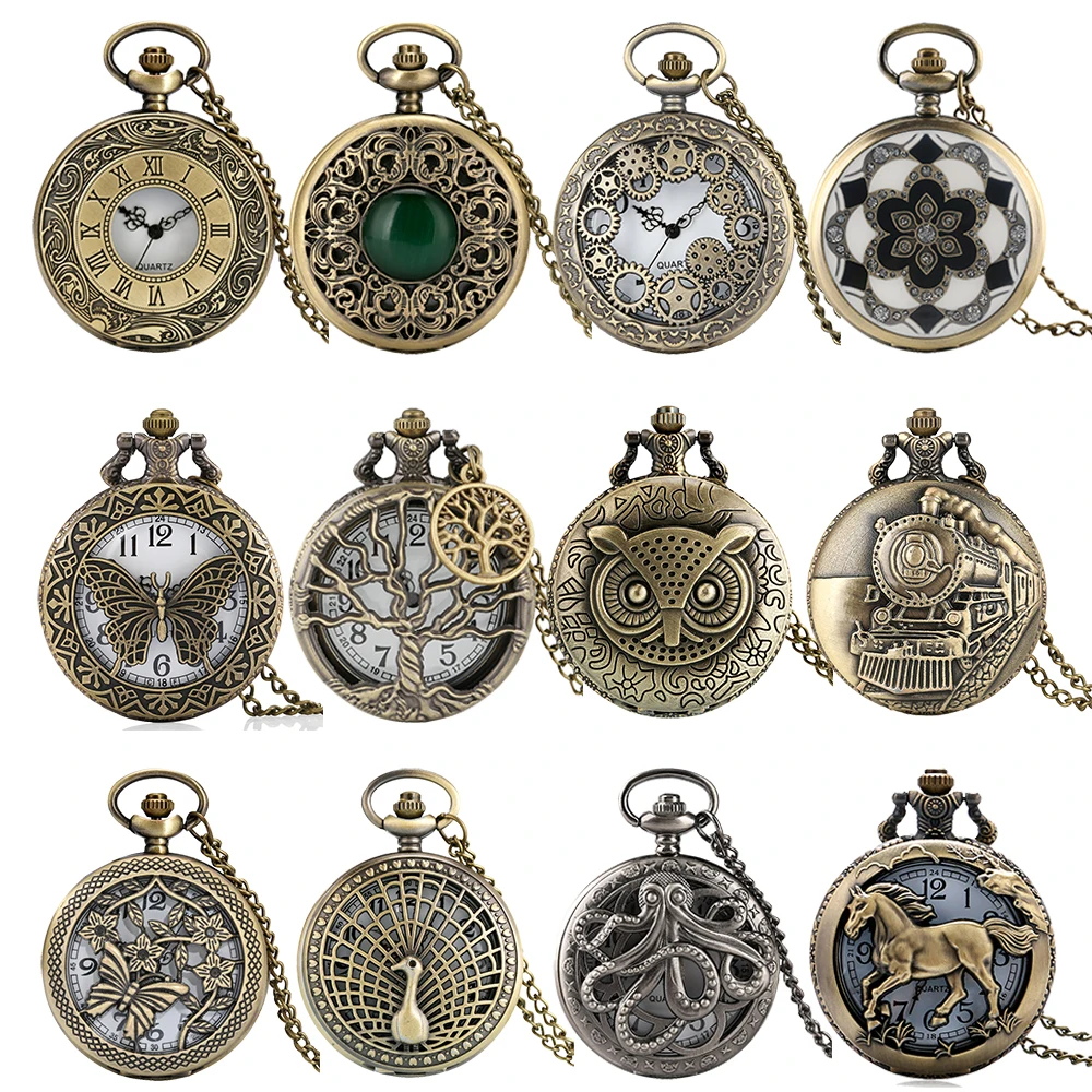 Hot Vintage Quartz Analog Pocket Watch Gift Unisex Arabic Numerals Dial Retro Pendant Necklace Pendant Clock Women Timepiece