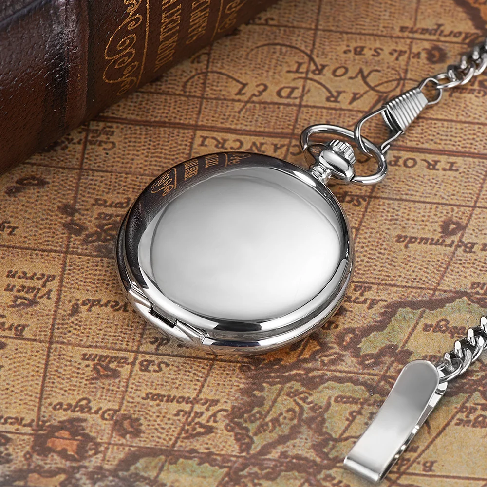New OYW Brand Stainless Steel Men Fashion Casual Pocket Watch Skeleton Dial Silver Hand Wind Mechanical Male Fob Chain Watches