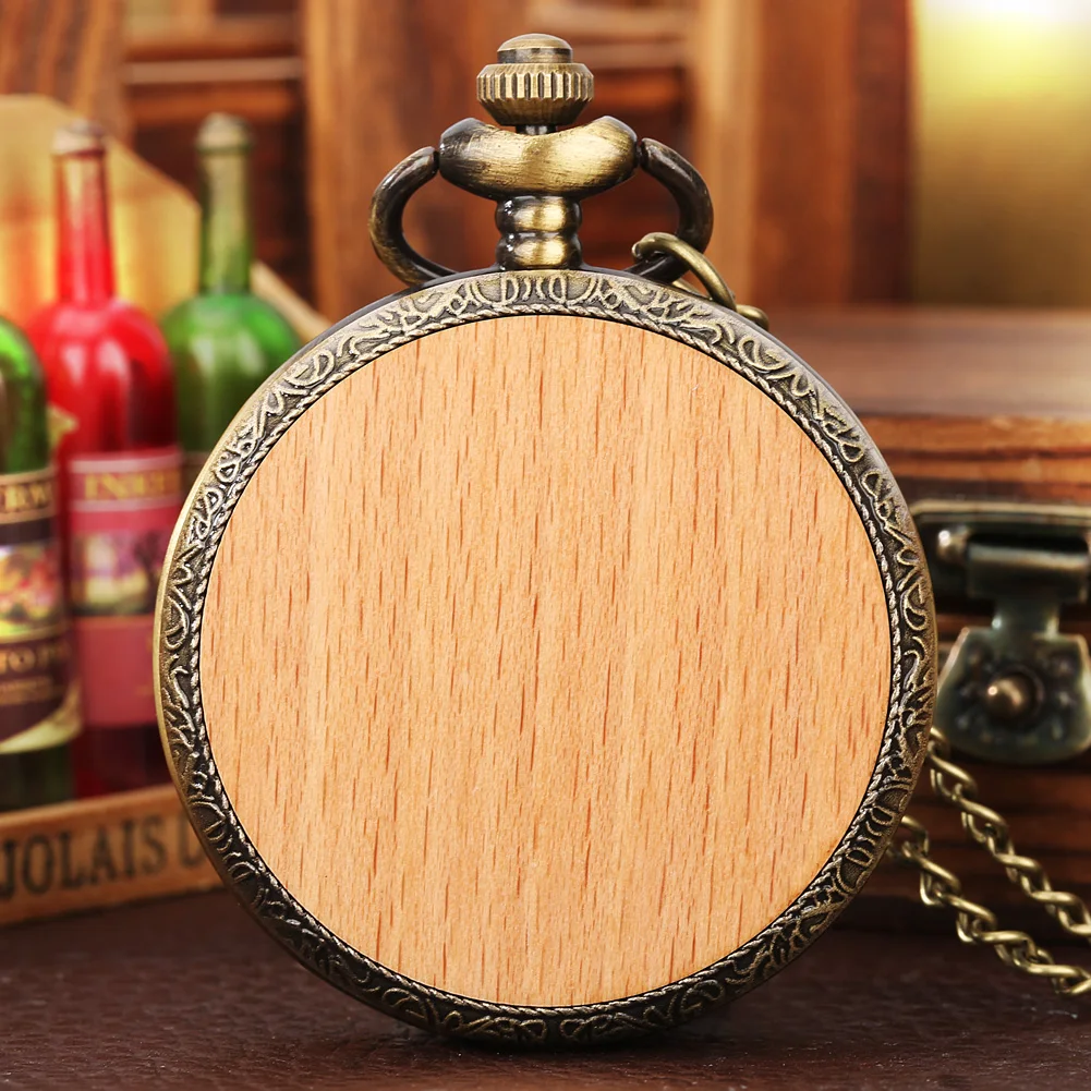 Multi‑Style Embossed Carved Alloy Pocket Watch Vintage Wood Decor Classic Quartz Pocket Watch Pendant Pocket Watch Gift Unisex