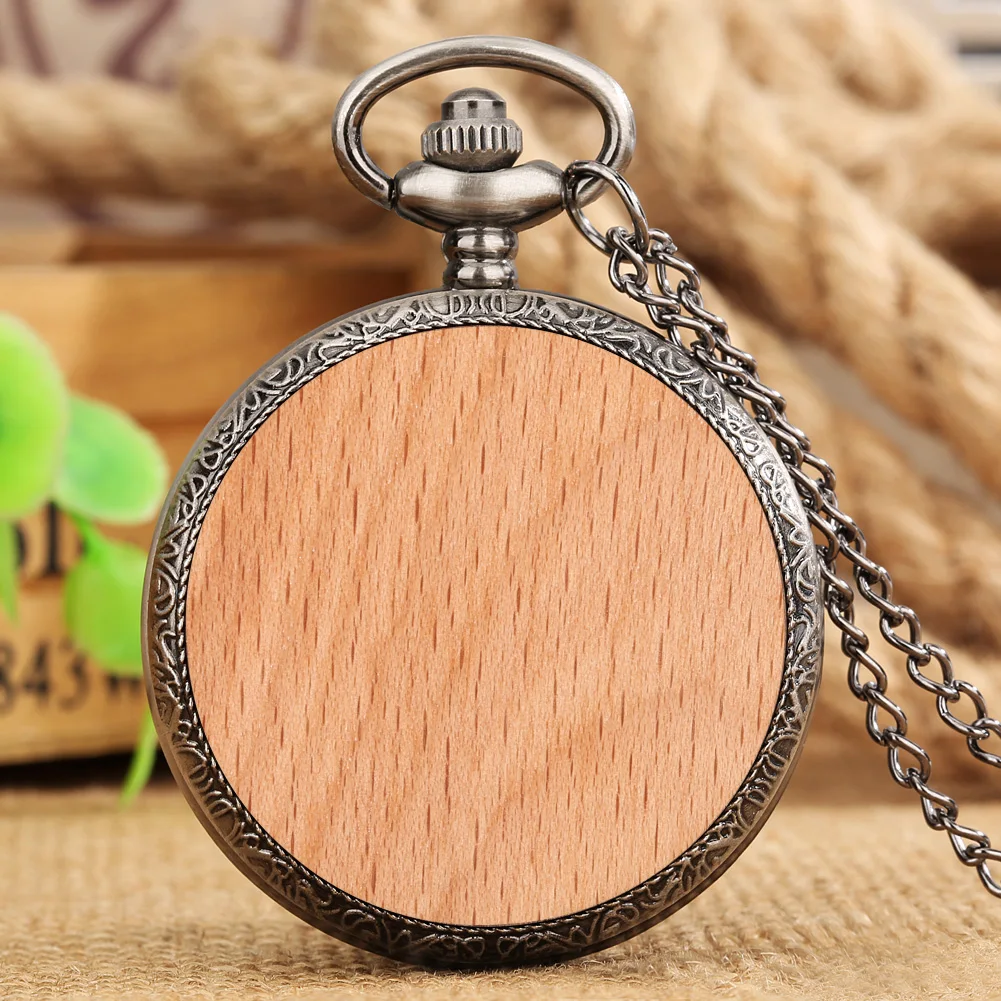Multi‑Style Embossed Carved Alloy Pocket Watch Vintage Wood Decor Classic Quartz Pocket Watch Pendant Pocket Watch Gift Unisex
