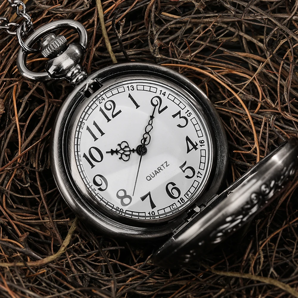 Multi‑Style Embossed Carved Alloy Pocket Watch Vintage Wood Decor Classic Quartz Pocket Watch Pendant Pocket Watch Gift Unisex