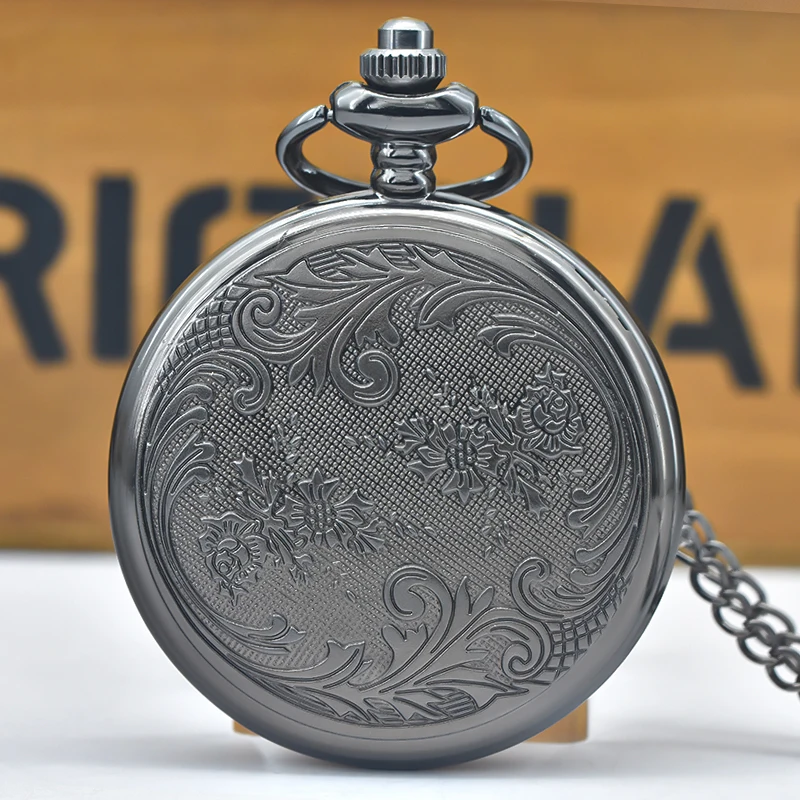 Retro Charm Neutral Fashion Skull Printed Quartz Pocket Watch Steampunk Men's and Women's Necklace Pendant Gift