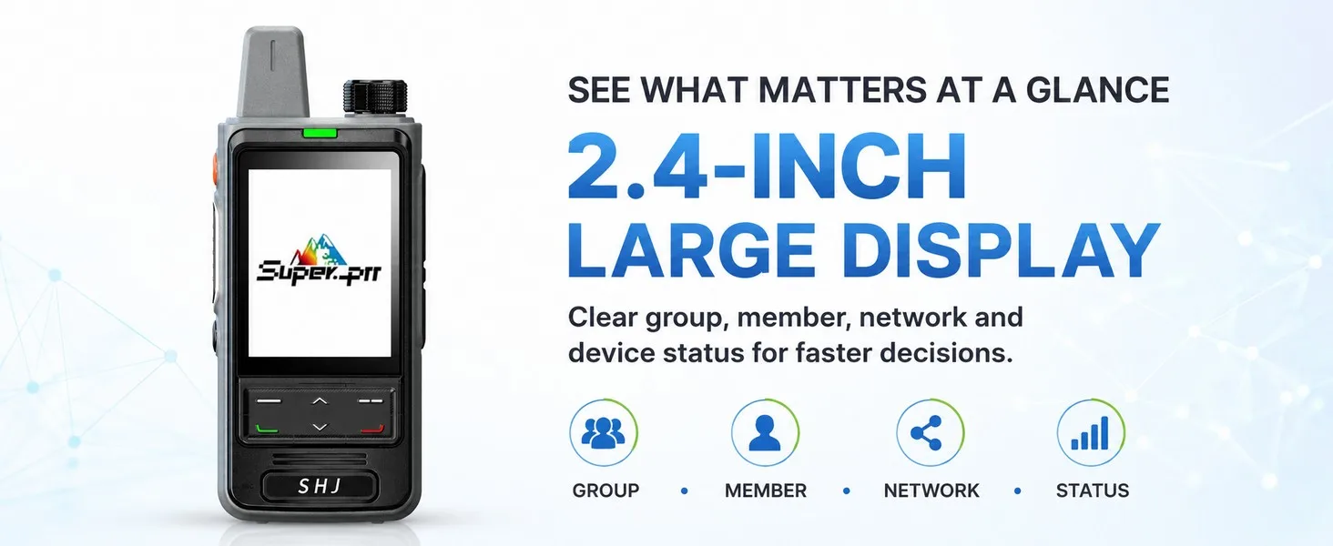 SHJ S560 4G LTE PoC Walkie Talkie, Lifetime Free SIM+Super-PTT Platform, 5000km Group/Private Call Two Way Radio 2.4in USB-C SOS