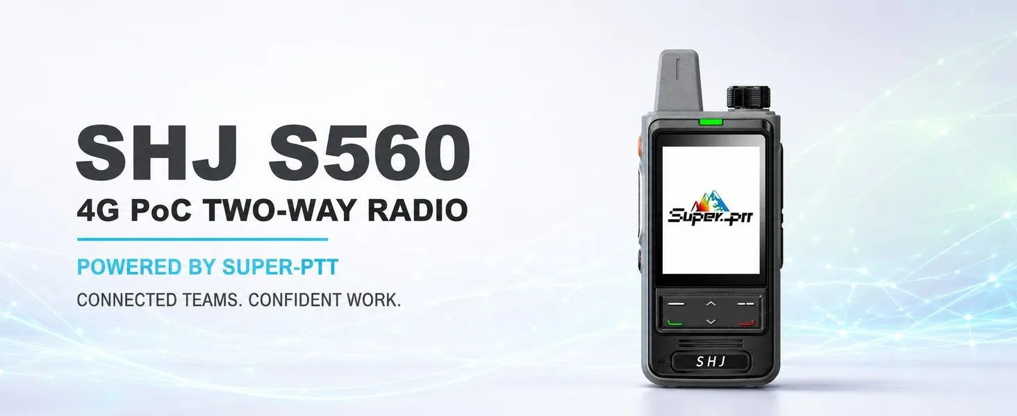 SHJ S560 4G LTE PoC Walkie Talkie, Lifetime Free SIM+Super-PTT Platform, 5000km Group/Private Call Two Way Radio 2.4in USB-C SOS