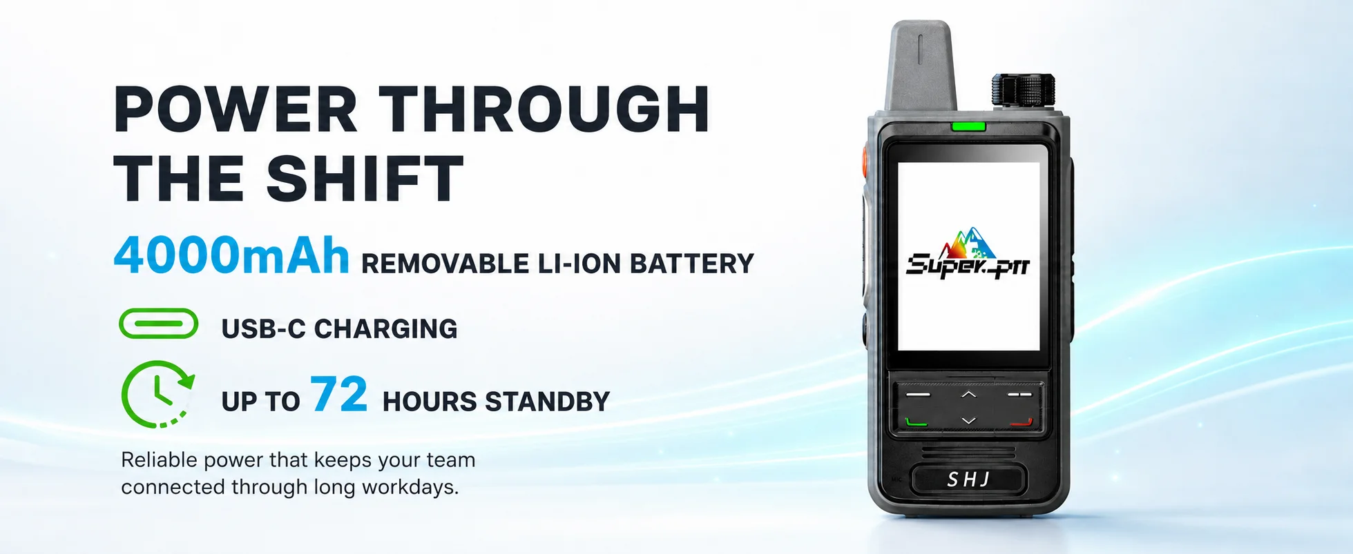 SHJ S560 4G LTE PoC Walkie Talkie, Lifetime Free SIM+Super-PTT Platform, 5000km Group/Private Call Two Way Radio 2.4in USB-C SOS