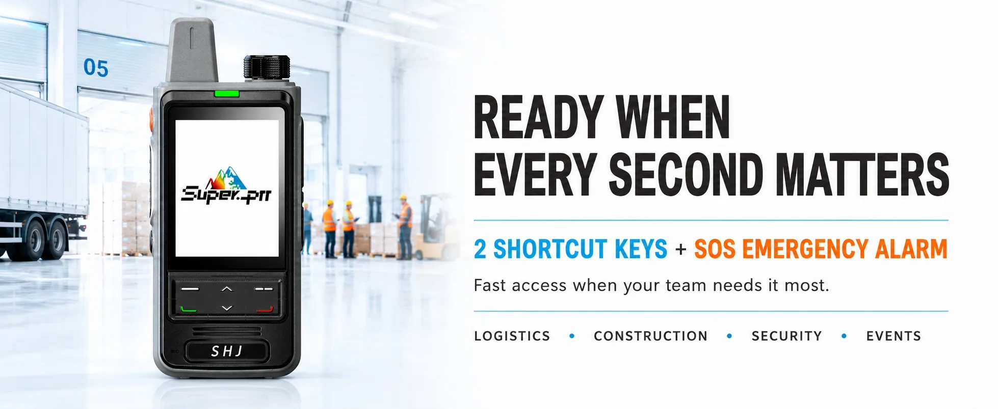 SHJ S560 4G LTE PoC Walkie Talkie, Lifetime Free SIM+Super-PTT Platform, 5000km Group/Private Call Two Way Radio 2.4in USB-C SOS