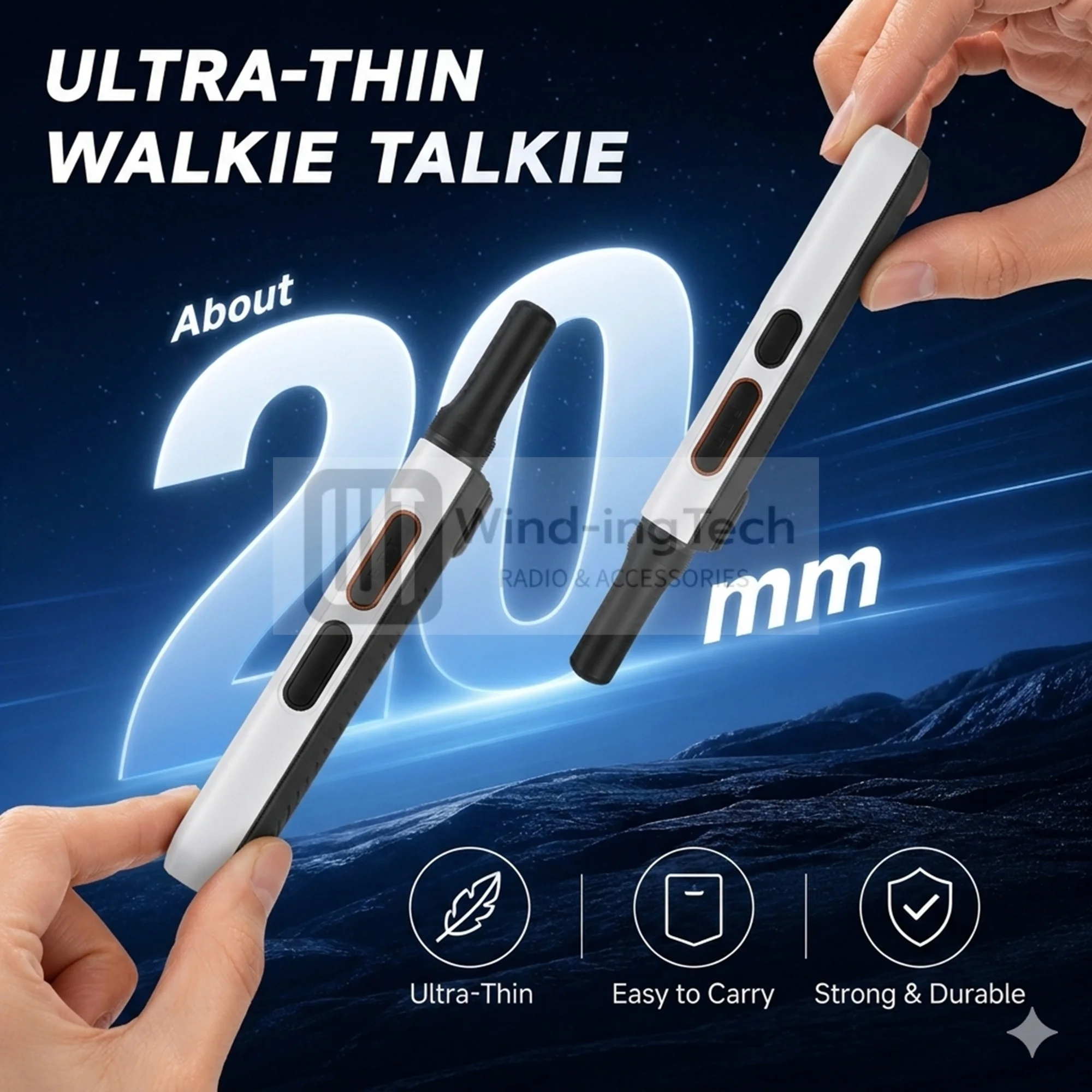 ALERVITES AT1 PoC Global Walkie Talkie Nationwide Coverage Unlimited Distance 4G LTE USB-C Charging US/EU Ultra-light Thin Radio