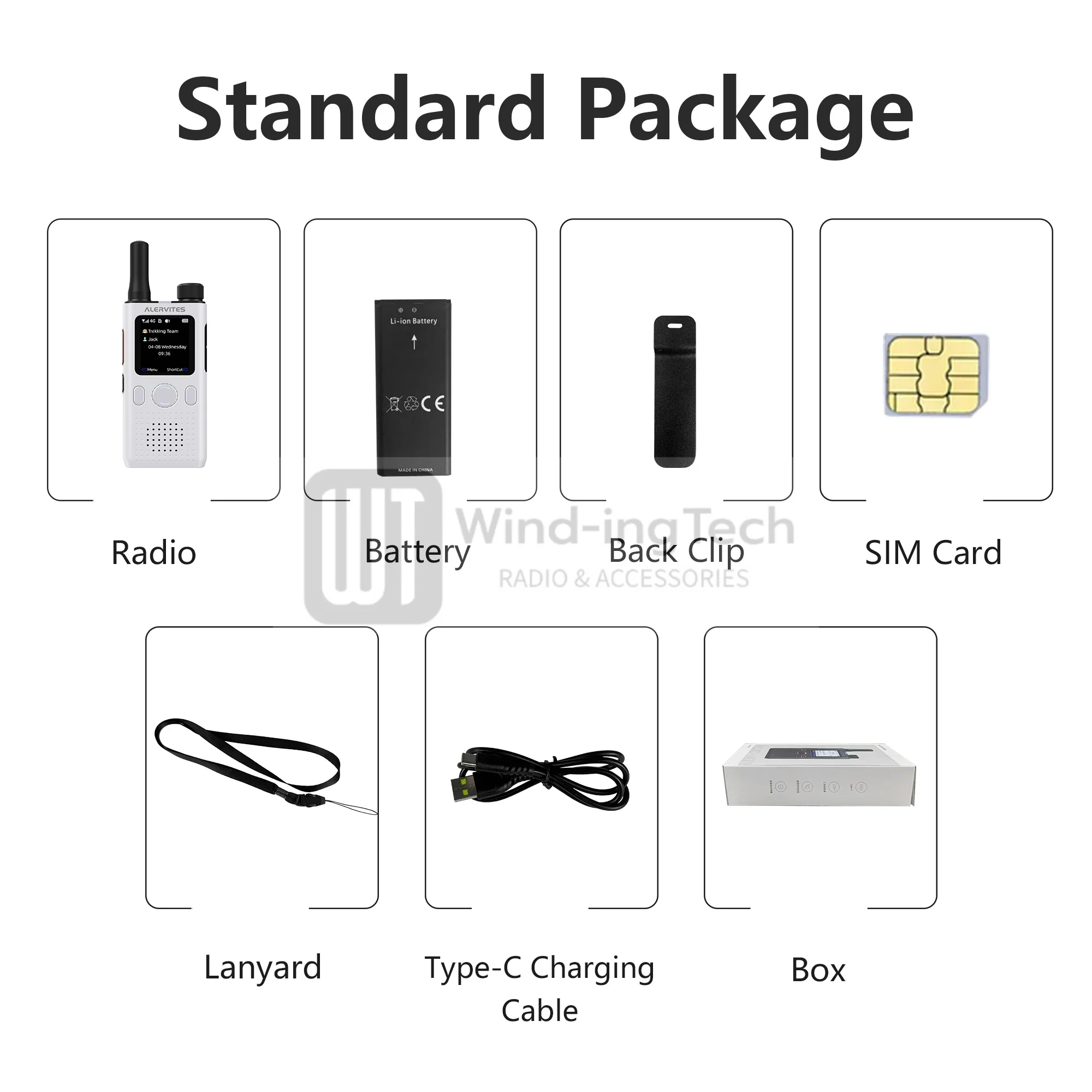 ALERVITES AT1 PoC Global Walkie Talkie Nationwide Coverage Unlimited Distance 4G LTE USB-C Charging US/EU Ultra-light Thin Radio