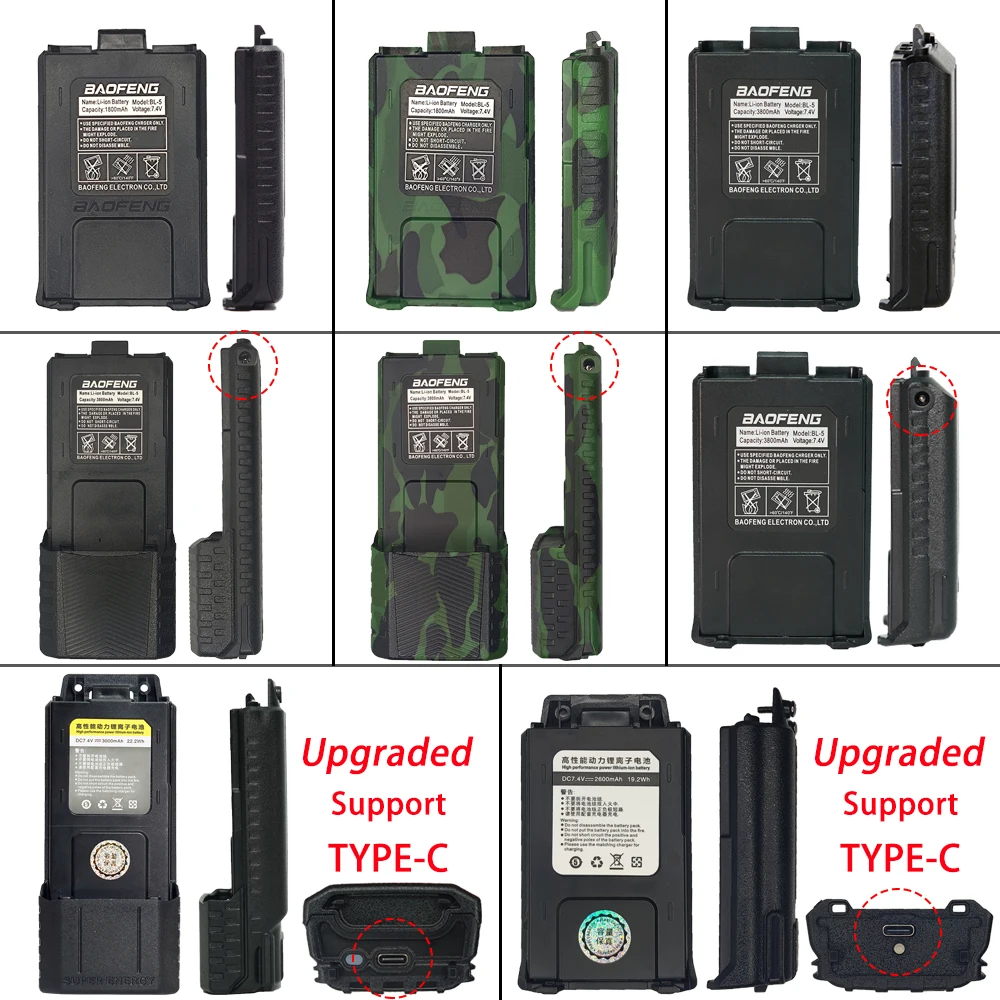 Baofeng UV-5R Battery 3800mAh Walkie Talkie Enlarge Battery 1800mAh BL-5 For UV5RT UV5R UV5RE UV5RA Two Way Radio Power Provider