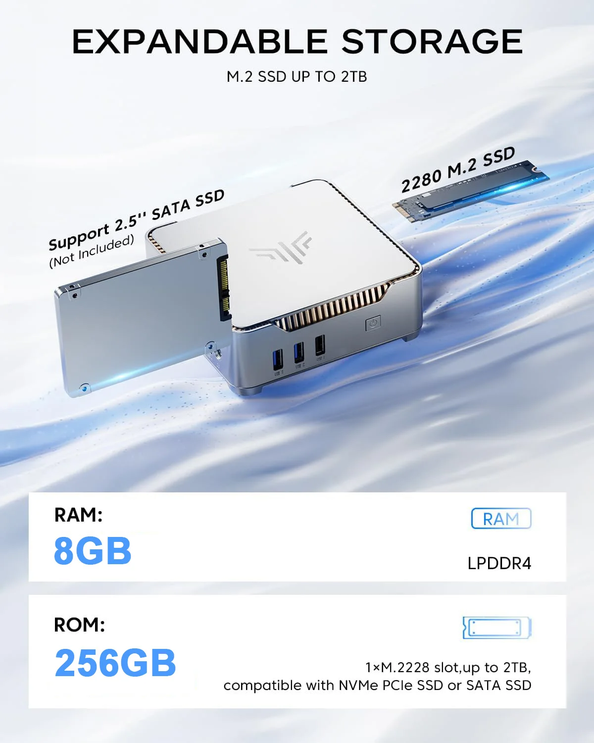 KAMRUI Mini PC Intel N5030 Up to 3.1GHz 8GB DDR4 512GB M.2 SSD 4K Triple Screen Mini Desktop Computer with UHD Graphics 605 Home