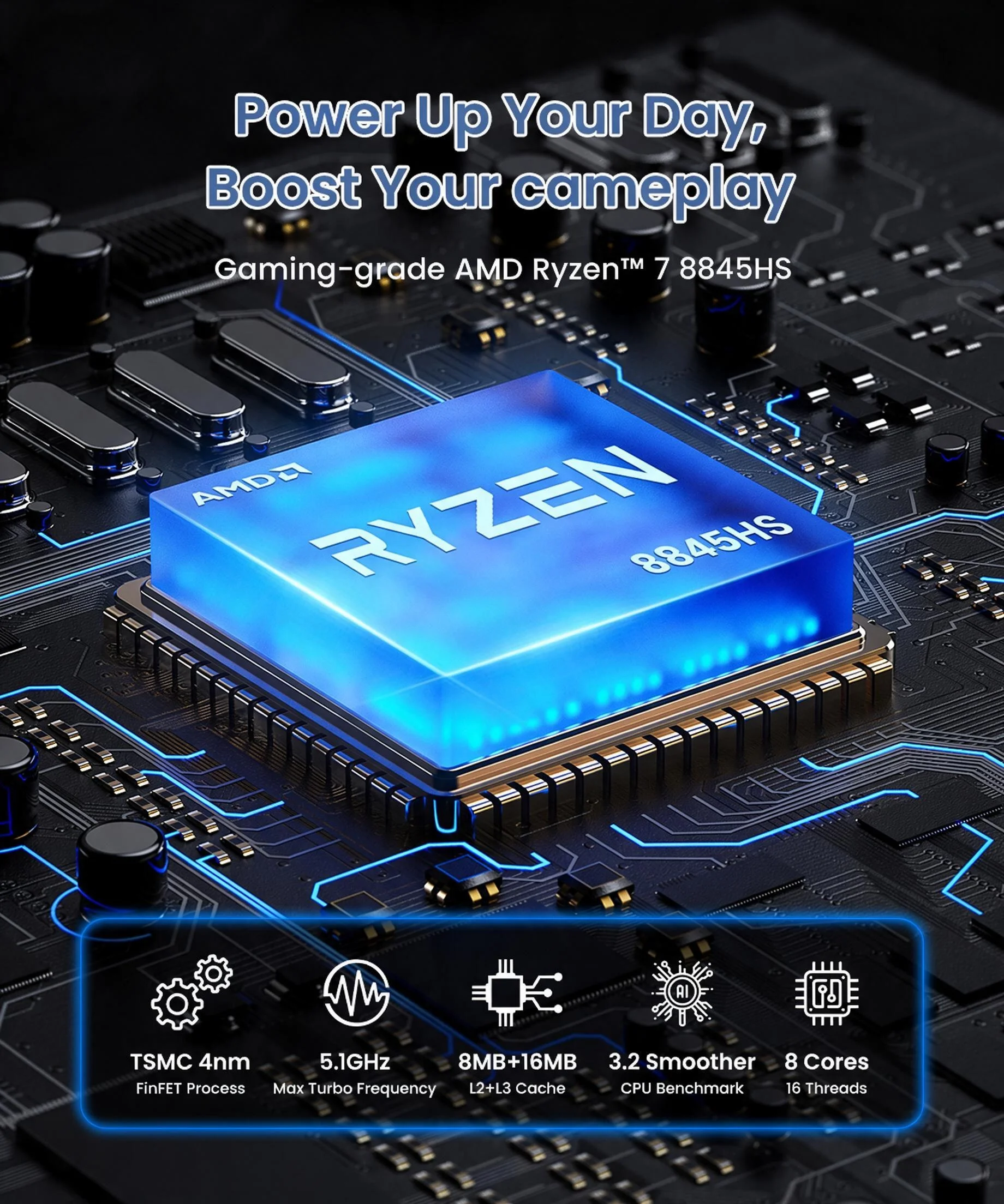 Texhoo AMD Ryzen7 8845HS 8745HS 7840HS 5.1GHz Gaming MINI PC 16GB DDR5 RAM 512G SSD WIFI6 BT5.2 Gaming PC Diy Gaming Computer