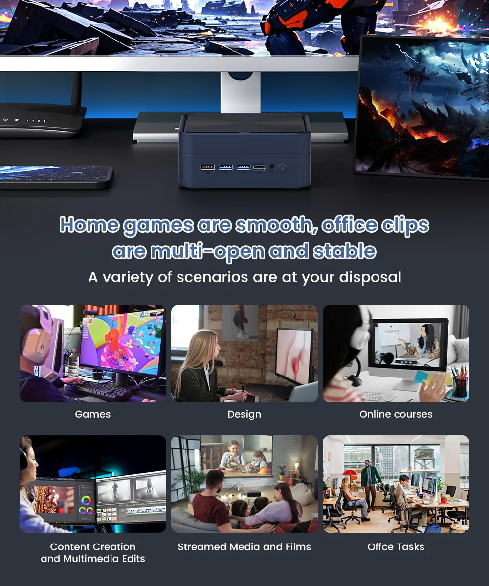 Texhoo AMD Ryzen7 8845HS 8745HS 7840HS 5.1GHz Gaming MINI PC 16GB DDR5 RAM 512G SSD WIFI6 BT5.2 Gaming PC Diy Gaming Computer