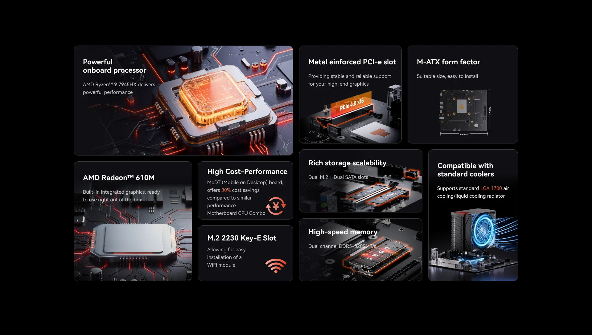 MINISFORUM BD795M M-ATX Gaming NAS Motherboard AMD Ryzen 9 7945HX 16C/32T 2*NVMe 2*DDR5 2*SATA3.0 2.5G LAN PCIe4.0 x16 Mini PC