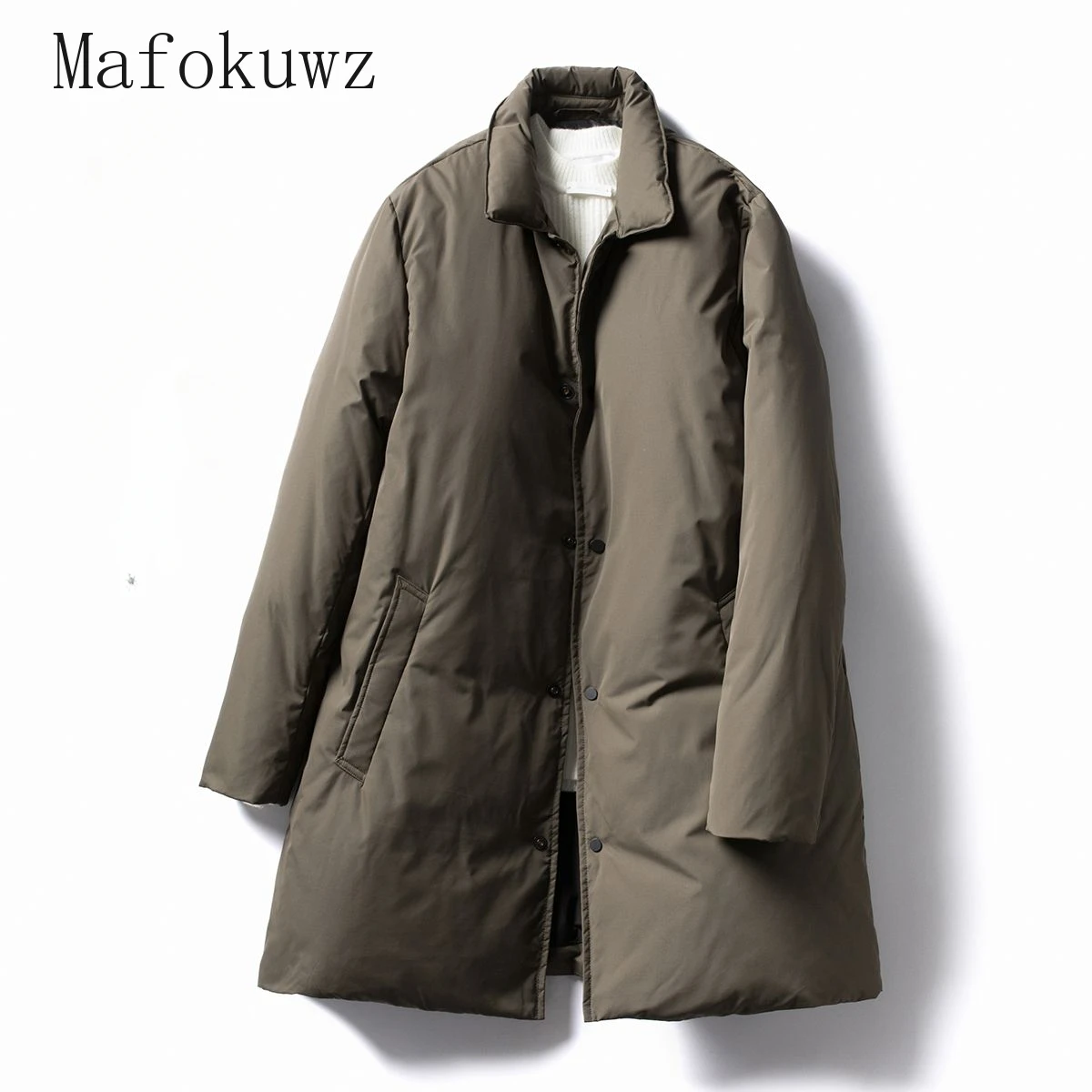 Winter Lapel Mid-length Cotton-padded Coat Fashion Men's Loose Casual High Street Overcoat Men Parkas Tops Male Clothes