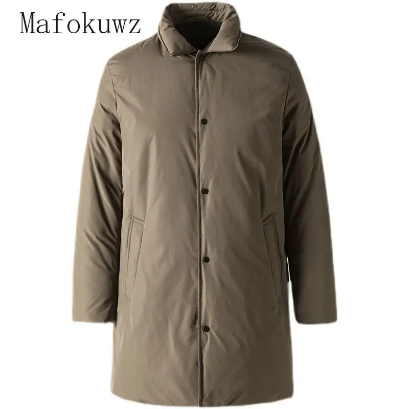 Winter Lapel Mid-length Cotton-padded Coat Fashion Men's Loose Casual High Street Overcoat Men Parkas Tops Male Clothes
