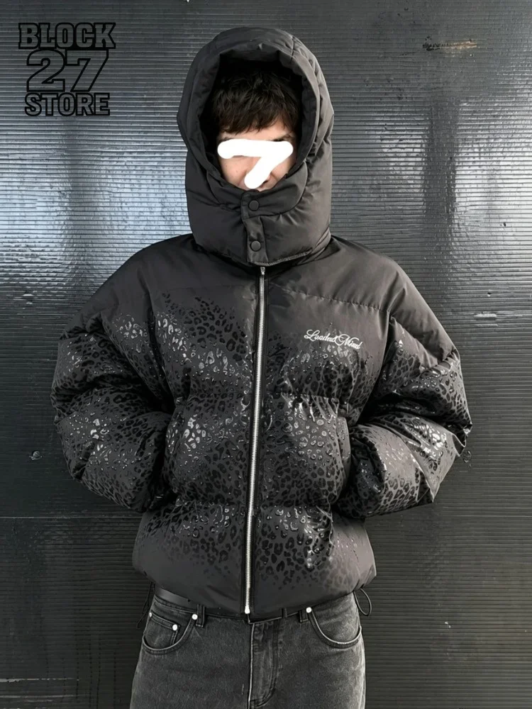 Y2K Water-reactive Fabric Cotton Thick Warm Coat Men's Vintage Zip Up Outerwear Casual Jacket Streetwear Fashion Parkas Clothing