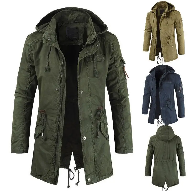 Men Winter Warm Hoody Parkas Mens Fleece Windbreaker Work Clothes Men's Military Tactical Coat Multi Pocket Cargo Bomber Jackets