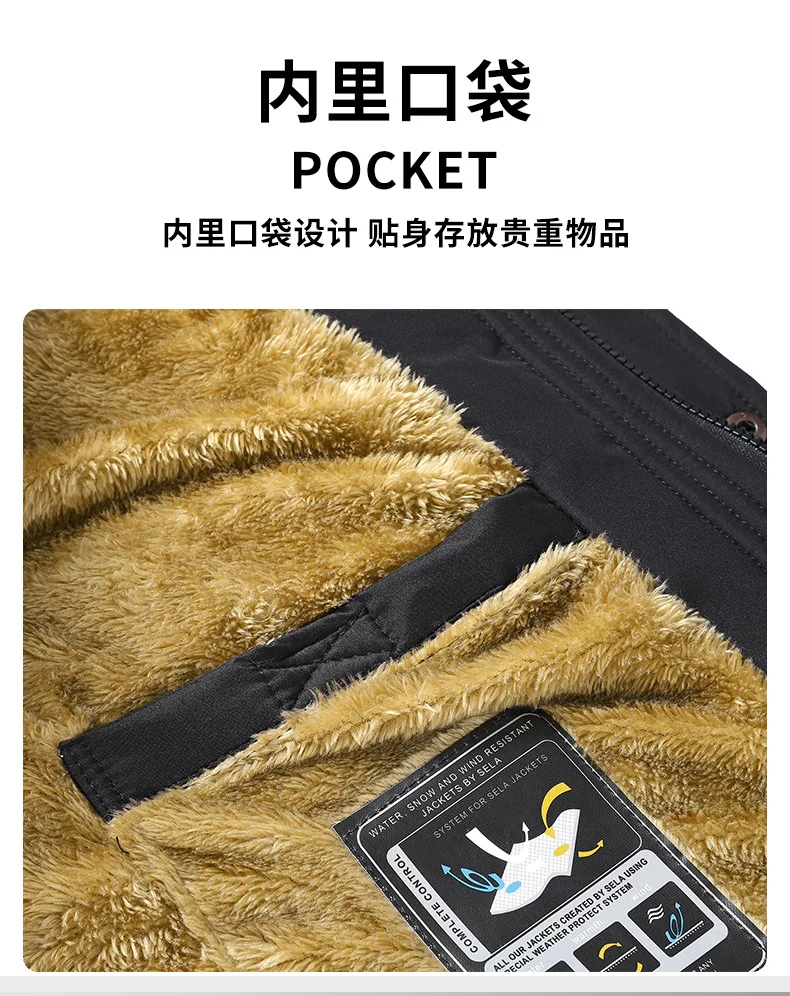 Thickened Coat Fashion Warm Thick Fleece Parkas Men Waterproof Hooded Parka Jacket Winter Men Casual Padded Parkas Warm Clothes