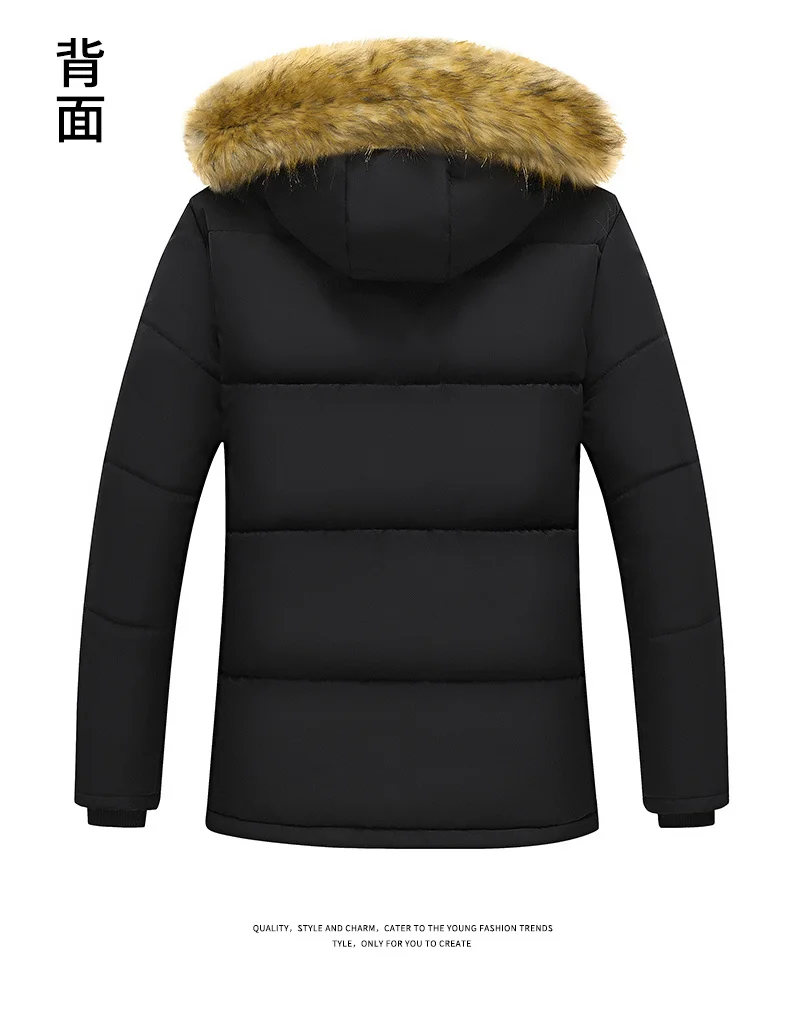 Thickened Coat Fashion Warm Thick Fleece Parkas Men Waterproof Hooded Parka Jacket Winter Men Casual Padded Parkas Warm Clothes