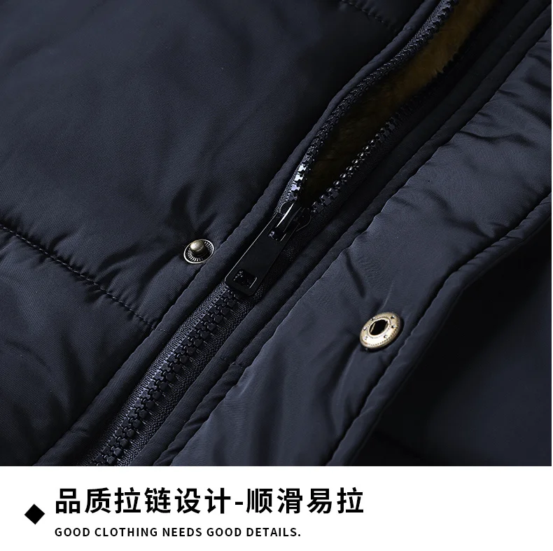 Thickened Coat Fashion Warm Thick Fleece Parkas Men Waterproof Hooded Parka Jacket Winter Men Casual Padded Parkas Warm Clothes