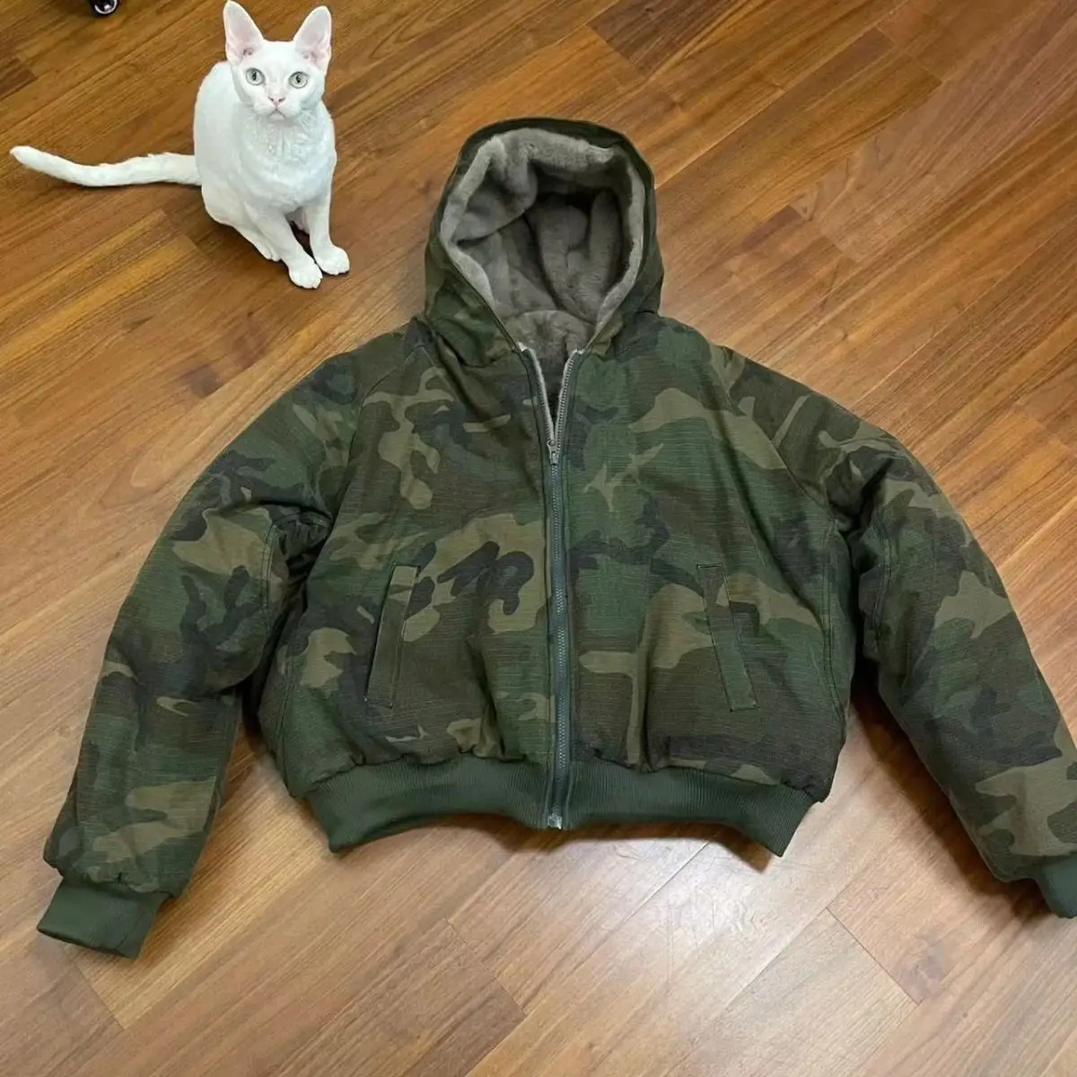 American Vintage Camouflage Cotton Jackets Womens Winter Coat New Style Thick Warm Hooded Jacket Cotton Coats Men Clothing