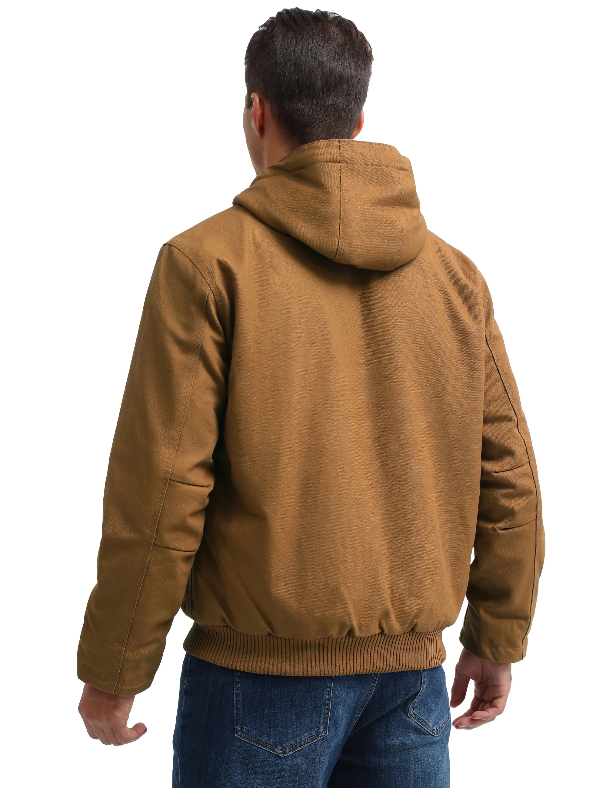 TACVASEN Men's Hooded Work Sherpa Insulated Jacket Winter Fleece Lined Duck Heavy Duty Canva Cotton Coat with Hoodie Waterproof