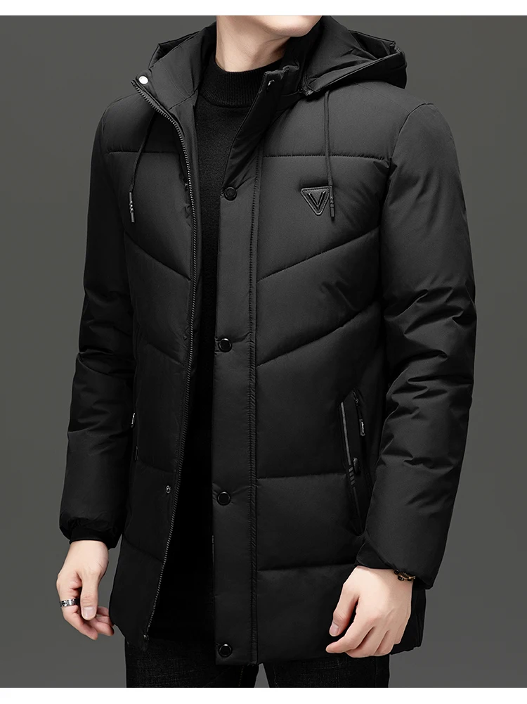 Medium Long Plush Thick Warm Plus Size Winter Jacket Men Puffer Jacket Hooded Parkas Mens Cotton Fleece Padded Coats Outwear