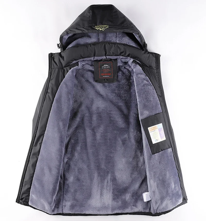 Big Size 9XL Men's Waterproof Parka Hooded Fleece Winter Jacket Male Plus Large Work Snow Thick Warm 5XL Fat Heavyweight Fishing