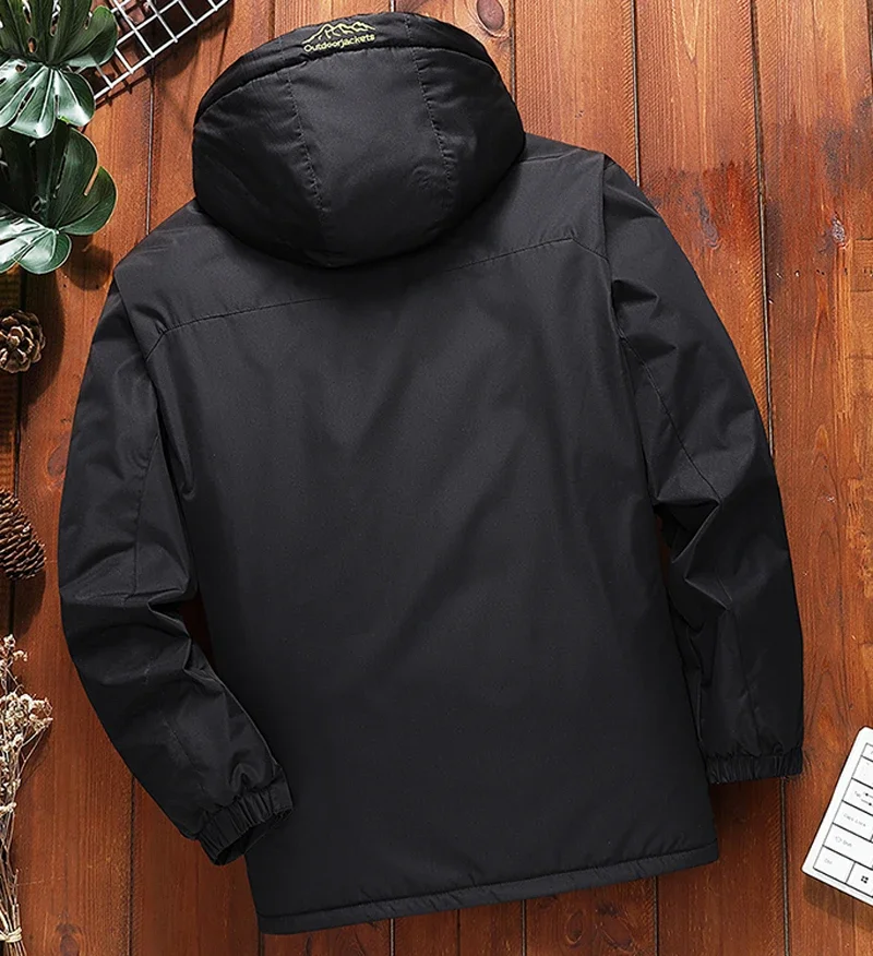 Big Size 9XL Men's Waterproof Parka Hooded Fleece Winter Jacket Male Plus Large Work Snow Thick Warm 5XL Fat Heavyweight Fishing