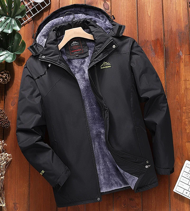 Big Size 9XL Men's Waterproof Parka Hooded Fleece Winter Jacket Male Plus Large Work Snow Thick Warm 5XL Fat Heavyweight Fishing