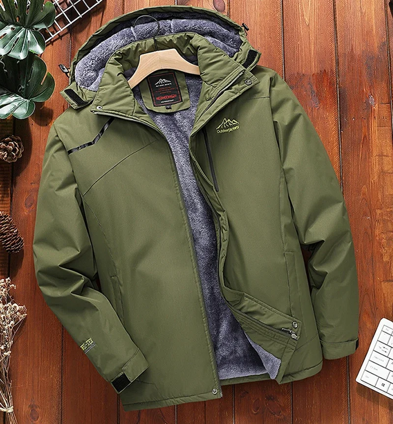 Big Size 9XL Men's Waterproof Parka Hooded Fleece Winter Jacket Male Plus Large Work Snow Thick Warm 5XL Fat Heavyweight Fishing