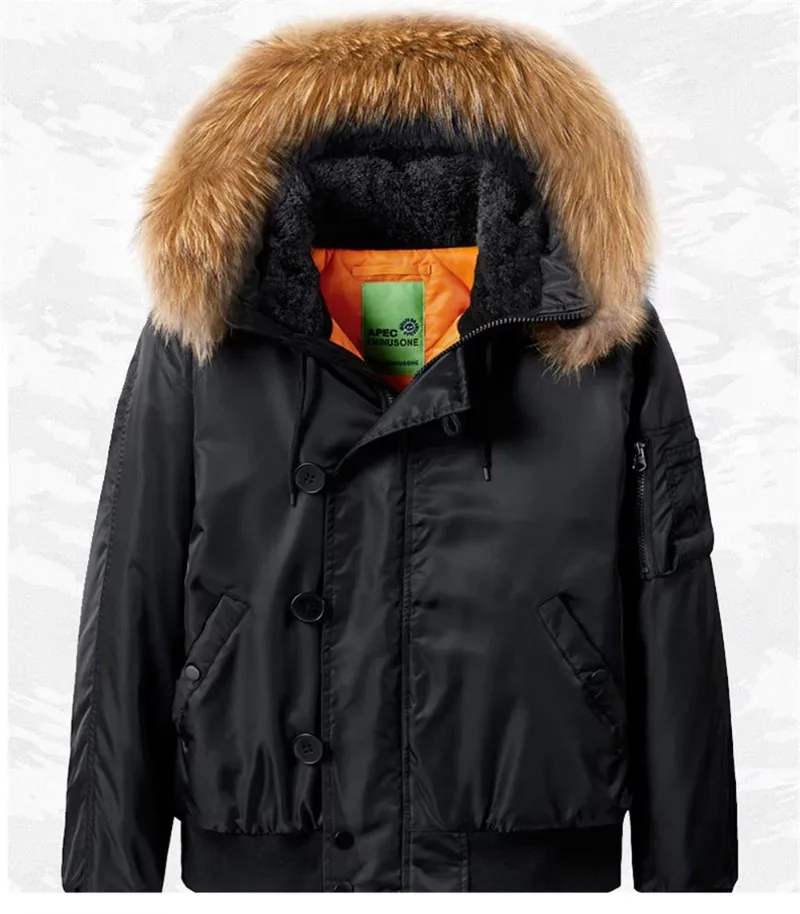 Military Fur Collar Hood Warm Tactical Bomber Winter Jackets Men Hooded N2B Outwear Coats Windproof Flight Pilot Jackets
